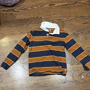 GAP Kids Navy and Brown Striped Polo